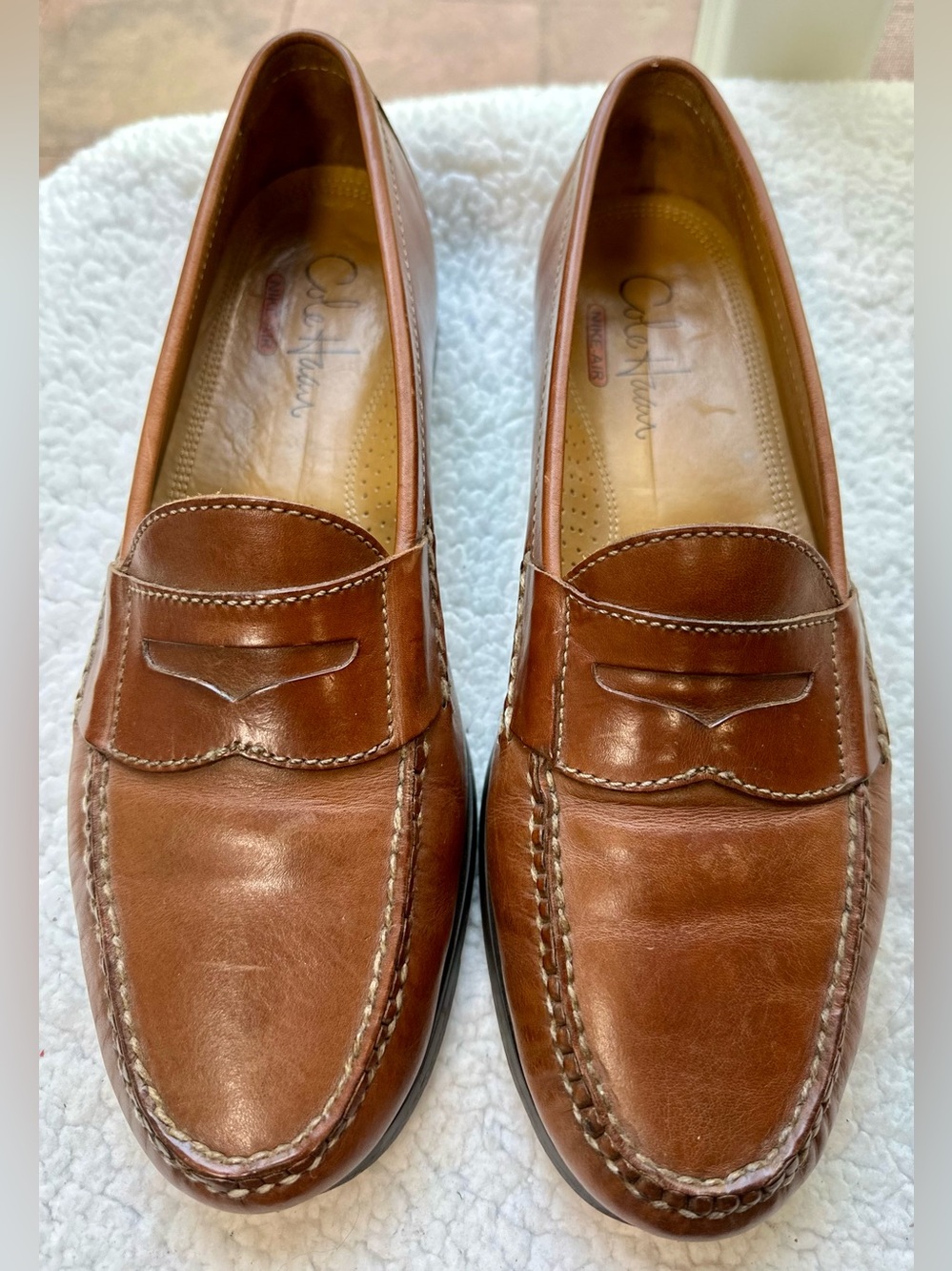 Cole Haan Men's Cognac Leather Penny Loafers Size 10